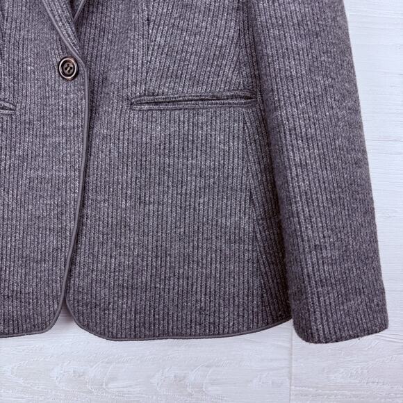 Ann Taylor Hutton Blazer Size 4 Gray Brushed Wool Ribbed Knit Classic Chic - Picture 5 of 16